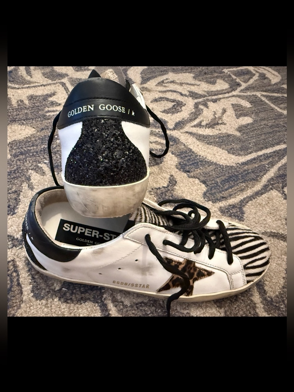 Golden Goose Limited Edition Super Star-Zebra Toe, Leopard Star pony skin Women’